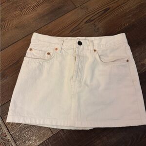 WARDROBE.NYC Cream Mini Skirt